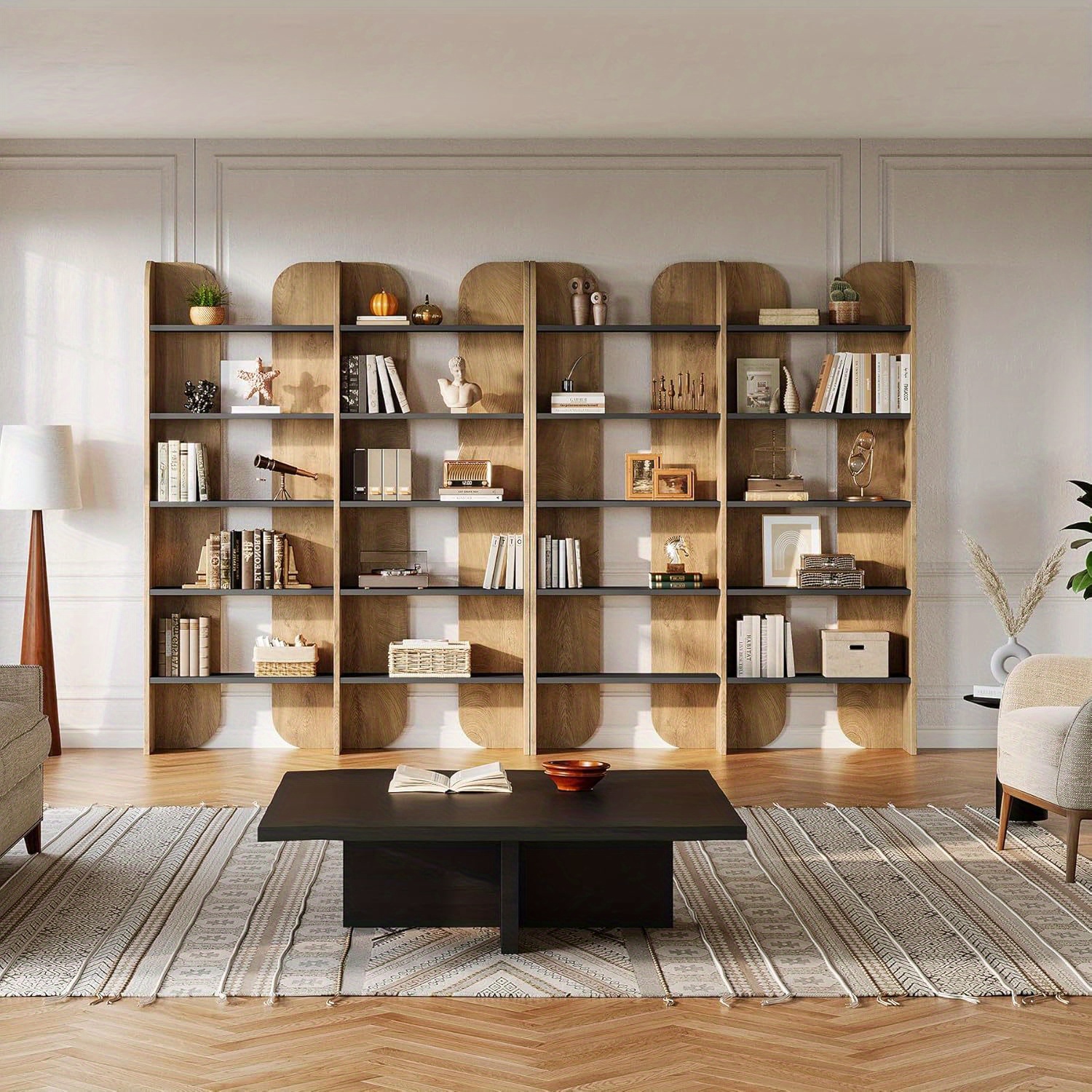 70.8" Heavy-Duty Farmhouse Bookshelf | Extra Wide 5-Tier Bookcase