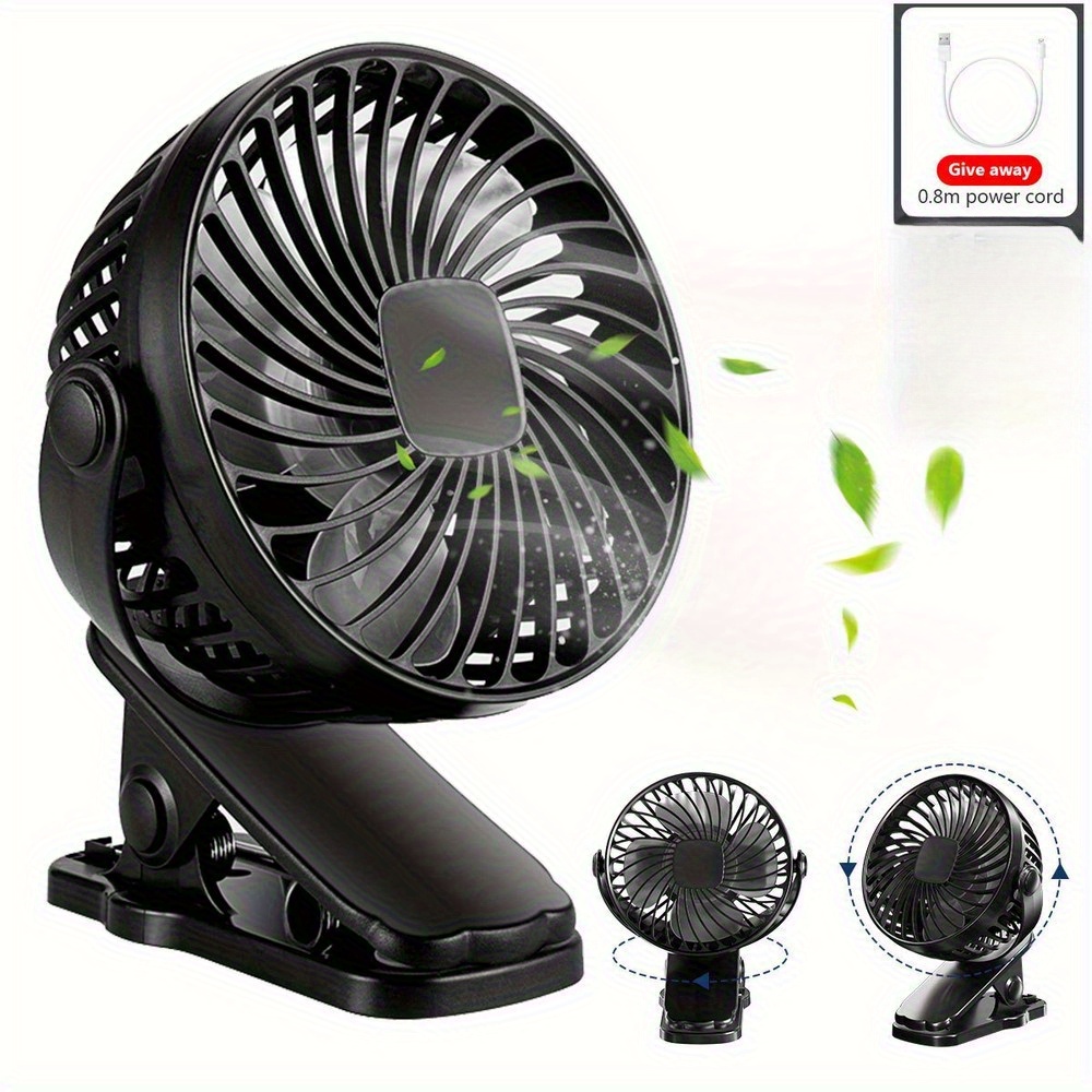 handheld black white portable usb clip fan 720 adjustable - Temu