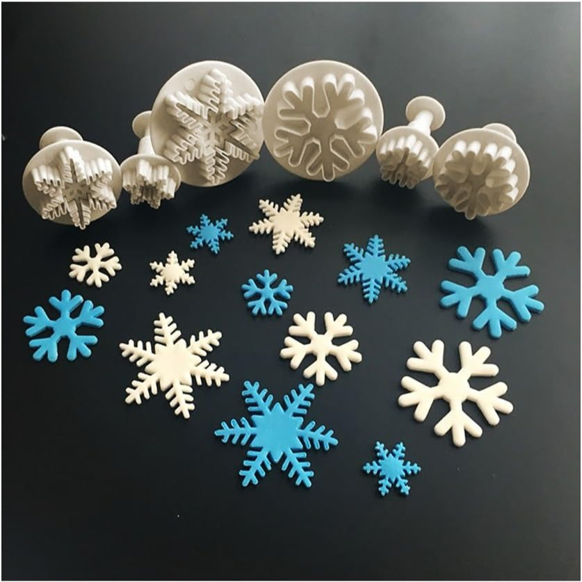 Image of 6pcs Snowflake Polymer Clay Cutters Diy Craft Decorating Embossing Tool Christmas Snowflake Plunger Cutter Mold
