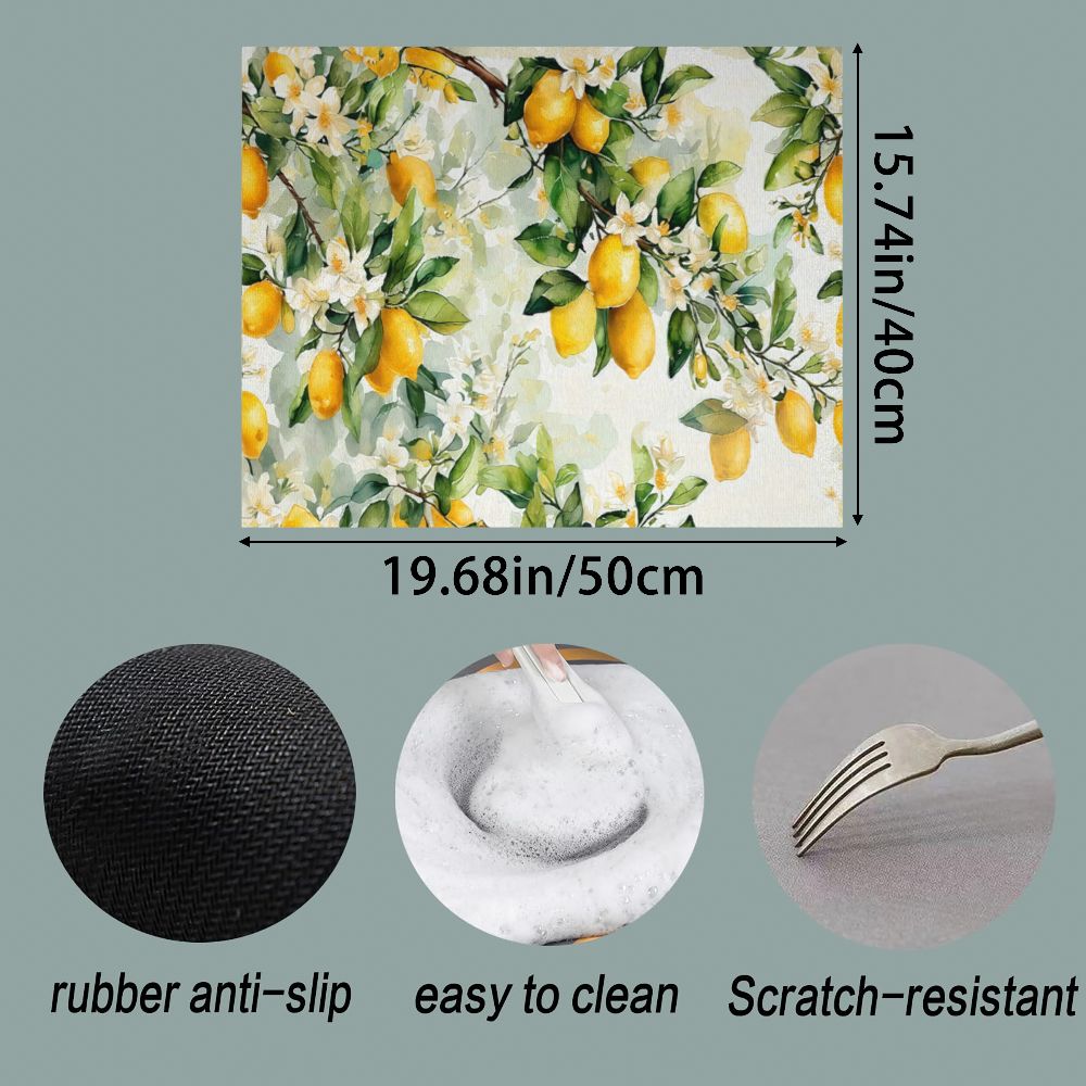 TEMU 1pc Large Diatomite Drainage Mat Suitable Sink, Fast-drying Absorbent Dish Drying Pad With Diatomite Mud Base, Easy-clean, Lemon Fruit For