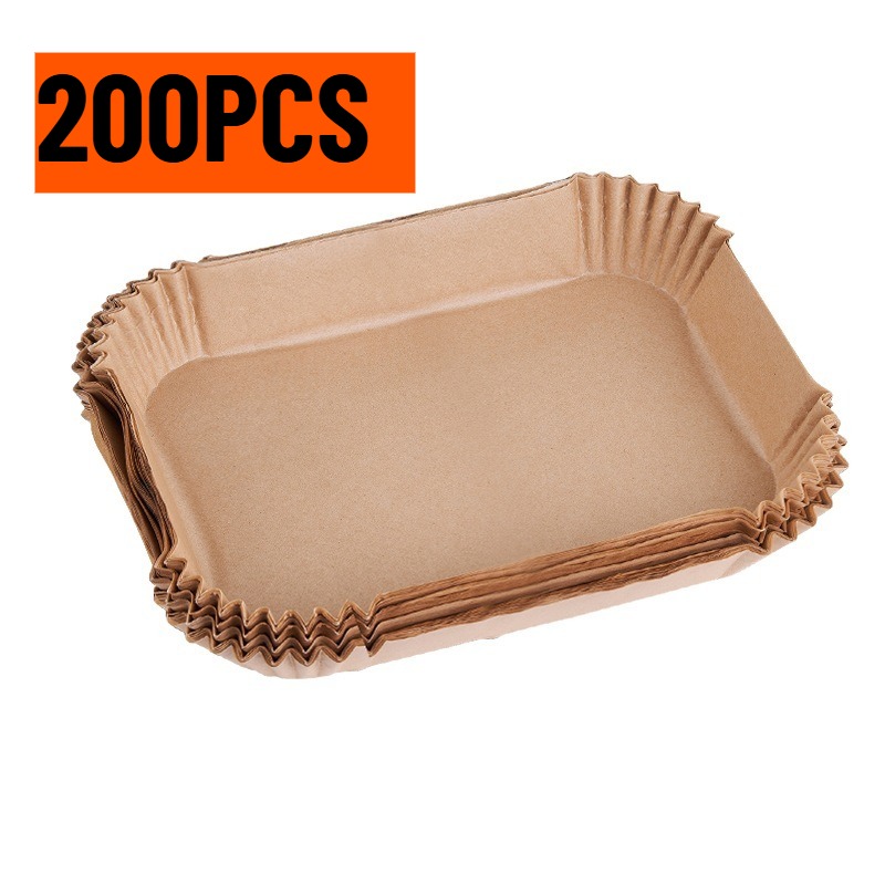 200pcs Rectangle Air Fryer Paper Liners, Food Grade Disposable Baking Paper, Heat Resistant Oil-proof Parchment Paper For 3-8l Rectangular Air Fryer Oven Cooking Additions
