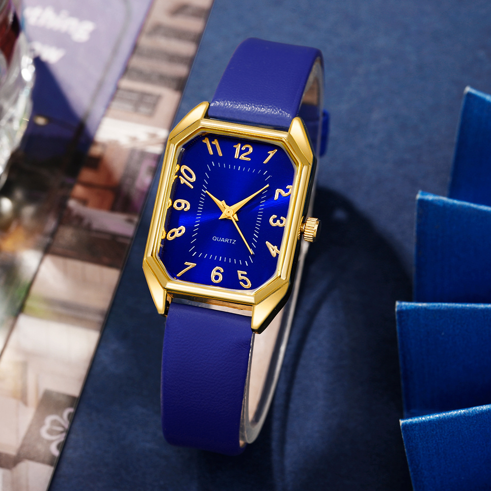 5-delige set, damesmode retro rechthoekig quartz horloge en mode sieraden set, dames hoogwaardige horloge set, gloednieuwe presentatie, vooral geschikt voor Moederdag, Valentijnsdag, Ramadan, verjaardag, Kerstmis, Nieuwjaar, bruiloft