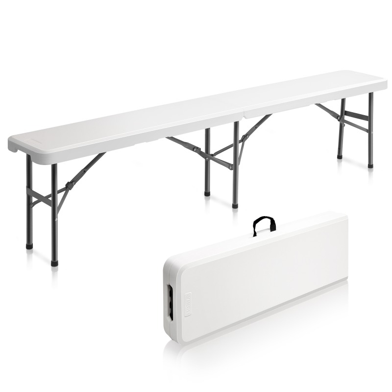 Image of 2-pack 6ft Folding Plastic Patio Bench, Portable Heavy-duty Outdoor Foldable Seat For Garden Backyard Lawn Party Camping