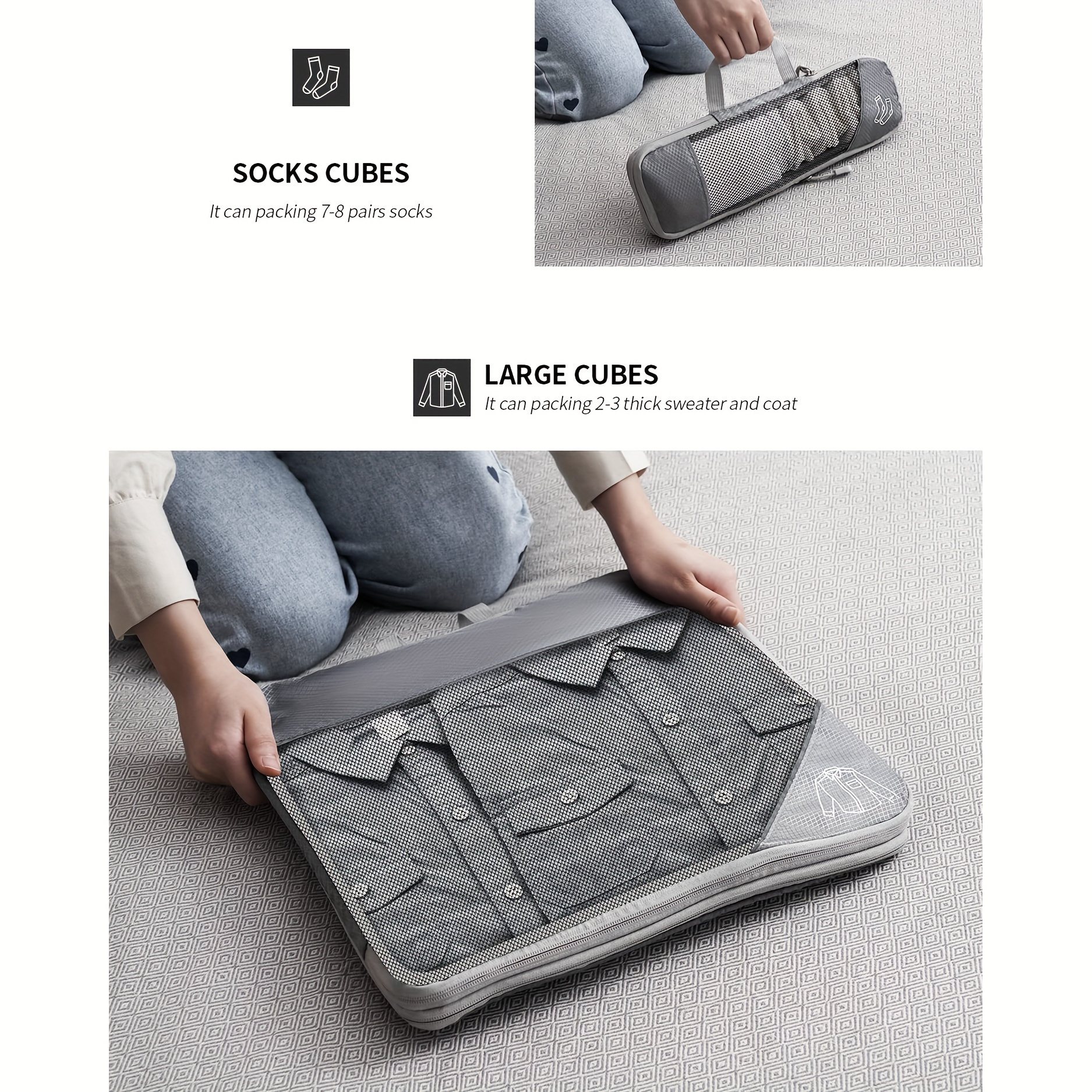 6pcs compression packing cubes set polyester travel luggage organizer accessories extensible storage bags suitcases non washable packing cube set polyester packing cubes travel gear Product details 4