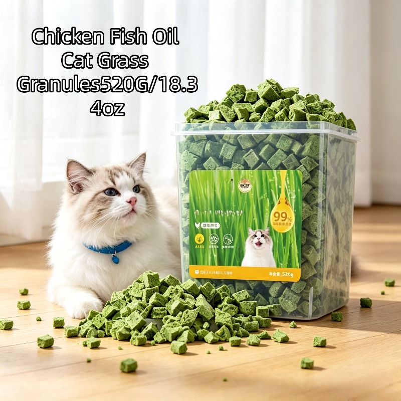 520  34  freeze dried cat grass   in barrels with chicken egg yolk flavor teeth cleaning pilling and digestive support suitable for   cats and kittens Product details 0