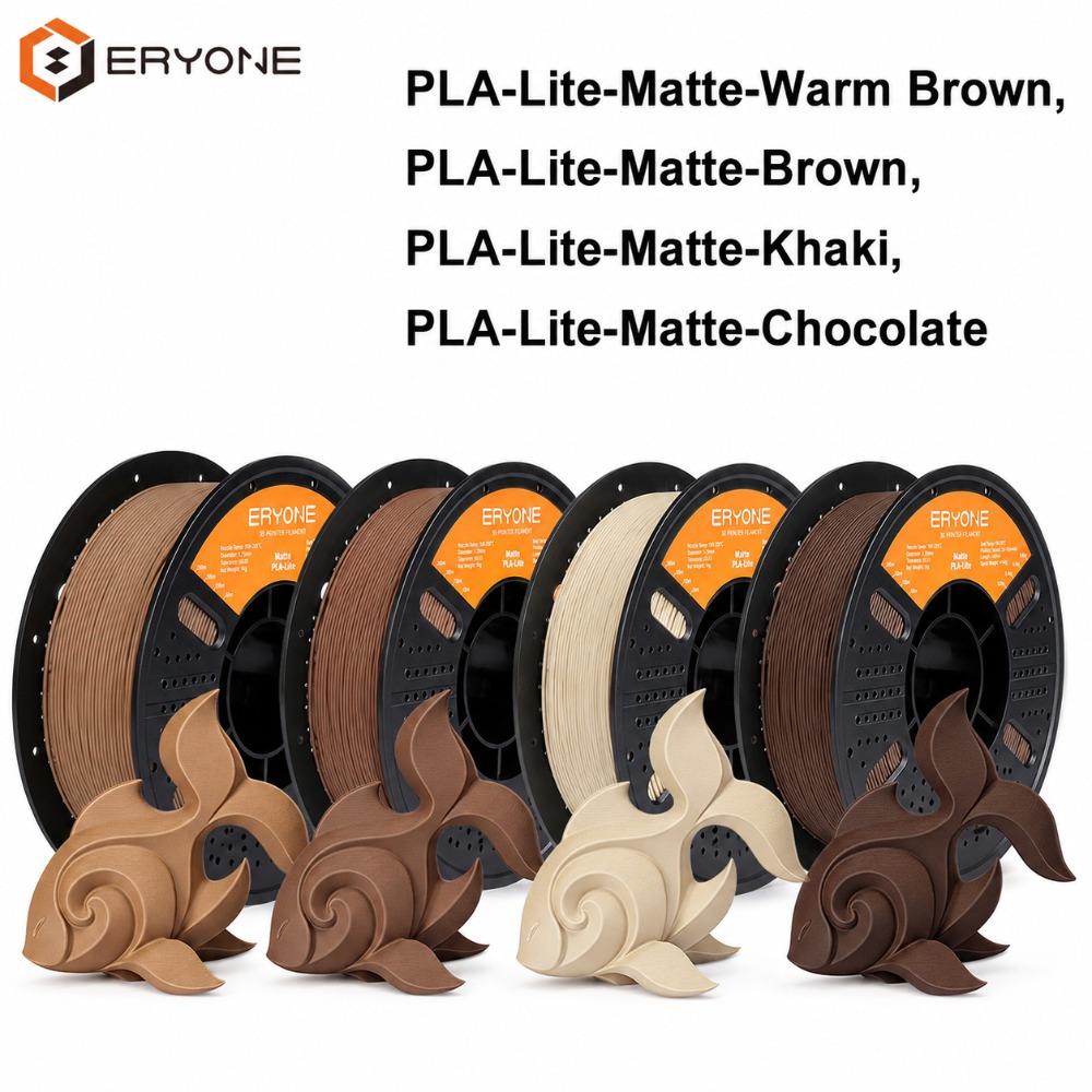 Eryone Pla Lite Matte Set 3d Printing Supplies Filament For 3d Printer, 4 Rolls (4kg Total), 1.75mm +/-0.03mm Tolerance, Smooth Feeding