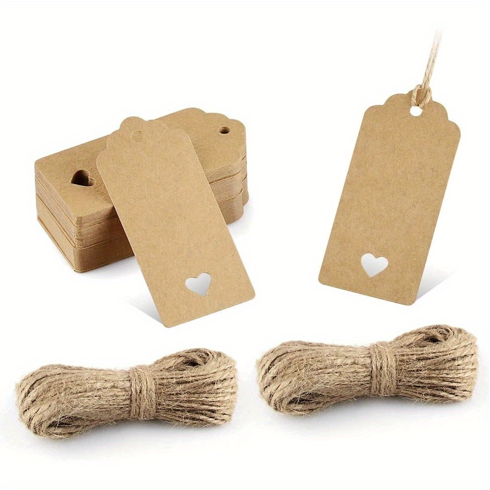 Gift Tags, 100pcs Paper Gift Tags With Free 100ft(30m) Twine For Christmas Holiday Gifts Wedding Favors Art Craft