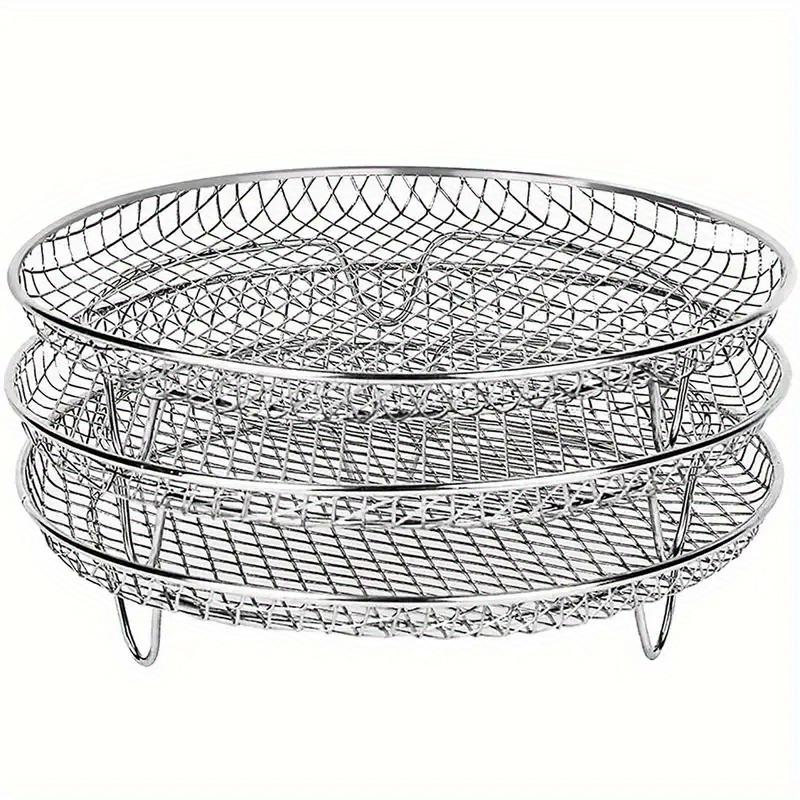 E-shop 3-teiliges Air Fryer Zubehör Set, Mehrzweck Edelstahl Stapelregal, Dehydratormaschine, Air Fryer Grill BBQ Mesh Fritteuse Zubehör Obst- und