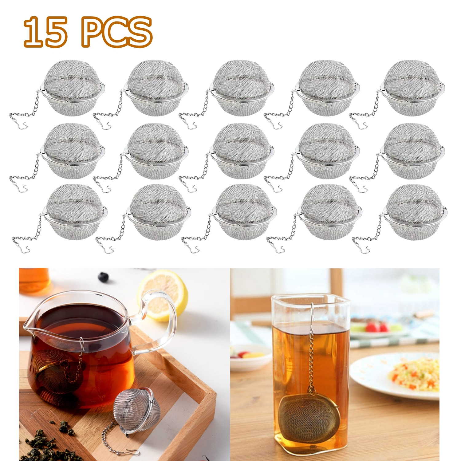 TEMU 15pcs Loose Leaf Tea Steeper Tea Ball Infusers Tea Diffusers Extra Fine Mesh Tea Strainer Stainless Steel Tea Filter For Brew Leaf Tea TEMU 15pcs Loose Leaf Tea Steeper Tea Ball Infusers Tea Diffusers Extra Fine Mesh Tea Strainer Stainless Steel Tea Filter For Brew Leaf Tea