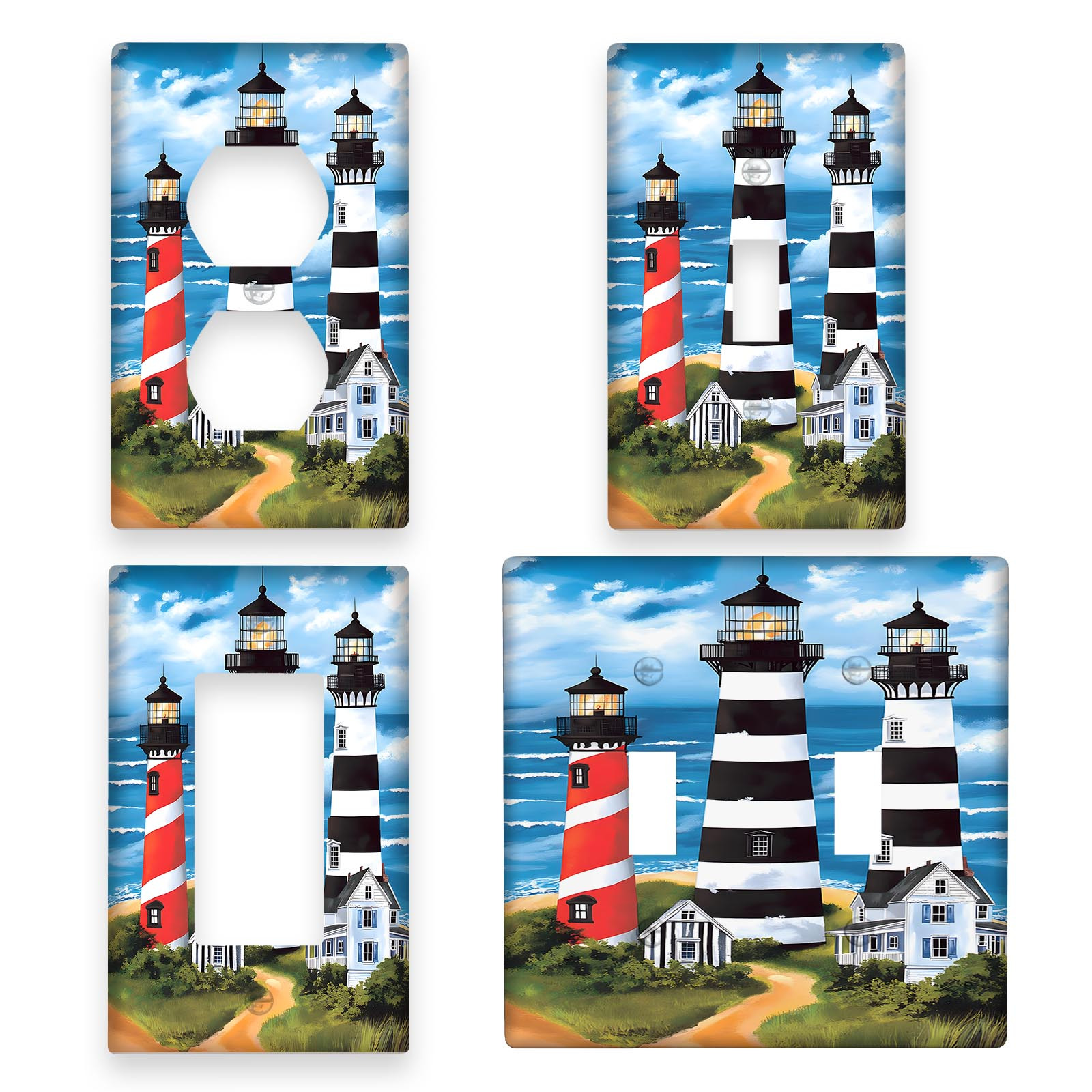 

Decorative Lighthouse Light For Switch Cover, 1-gang -gang Wall Plate For Indoor/outdoor Use - Ideal For Bedroom, Kitchen, Bathroom Decor - Pack Of 1