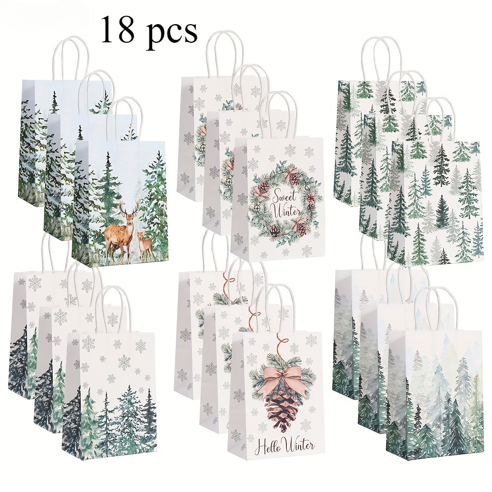 TEMU 18- Gift Bags Reindeer, Christmas Tree, & , Handles For Birthday Favors, & Shopping