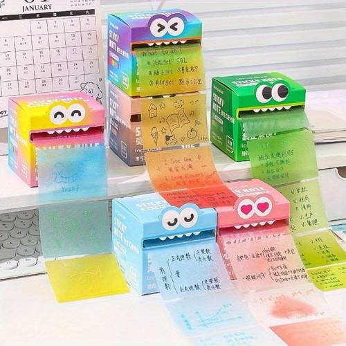 105-Sheet/Box Gradient Color Sticky Notes, High-Quality Adhesive Memo Pads with Pull Tab & Pearlescent Finish – Transparent Sheets for Note-Taking and Office Stationery