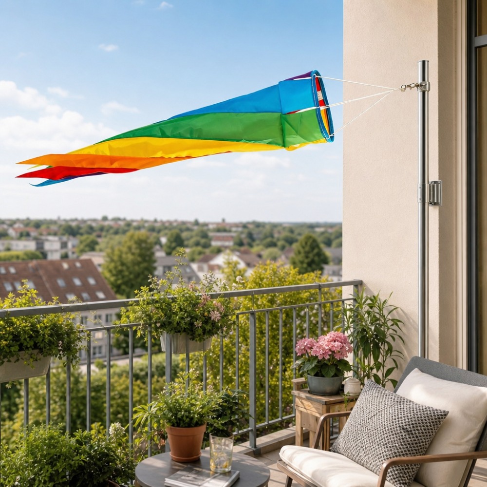 Image of 105cm Rainbow Windsock, Colorful Outdoor Garden Decoration, Special Wind Vane For Flagpole, Creative Yard Wind Ornament Suitable For Decoration And Gift