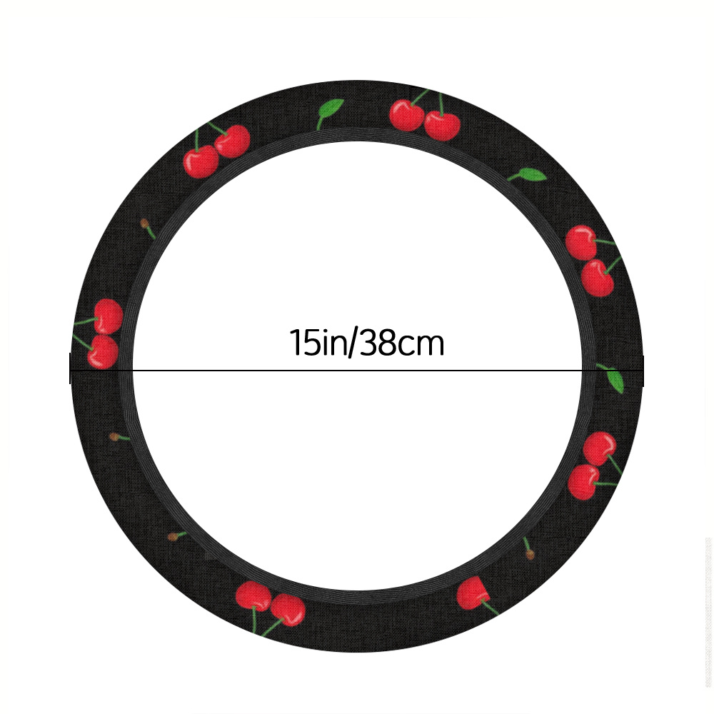 TEMU 1pc 15-inch Steering Wheel Cover 1_cherry Pattern Steering Wheel Cover Car Interior Additions Steering Wheel Cover For Car Owners Breathable And