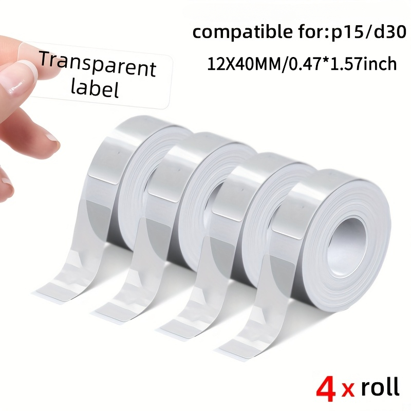 TEMU 640 Sheets Of Transparent Thermal Label Paper In 4 Rolls, Measuring 12 Mm X 40 Mm (3/8" X 1 1/2"), Self-adhesive Thermal Labels Compatible