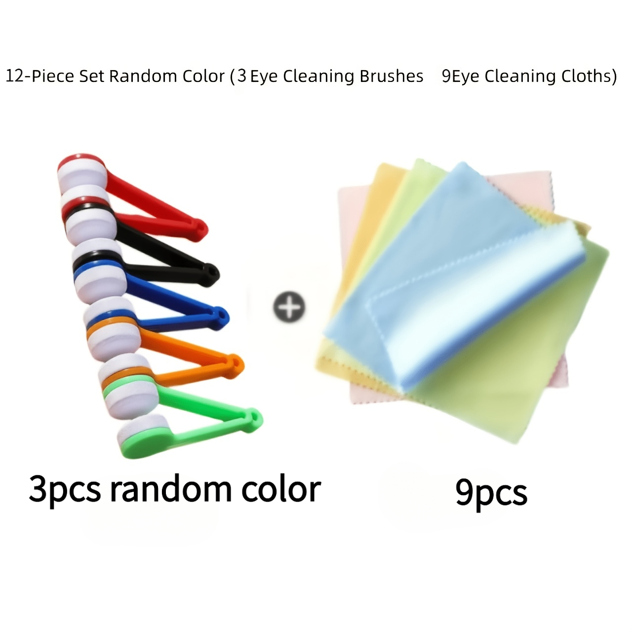 TEMU 12pcs Random Eyeglass Cleaning Brush Set (3 Eyeglass Cleaning Brushes + 9 Eyeglass Cleaning Cloths), Stylish, Portable For Cleaning Glasses, The