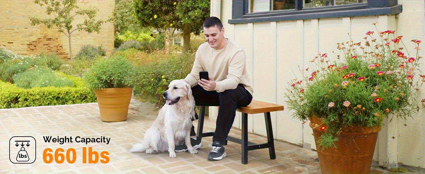 Outdoor Bench Measuring 63 Inches by 58 Inches, Featuring Metal Legs And a Rustic Wooden Design, Suitable for Both Indoor And Outdoor Dining on Porches Or Patios