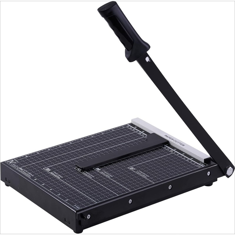 TEMU 12' Heavy Duty Metal Paper Cutter With Metal Base - 15 Sheet High Capacity Guillotine Trimmer With Blade Safety Lock & Magnetic Guide,