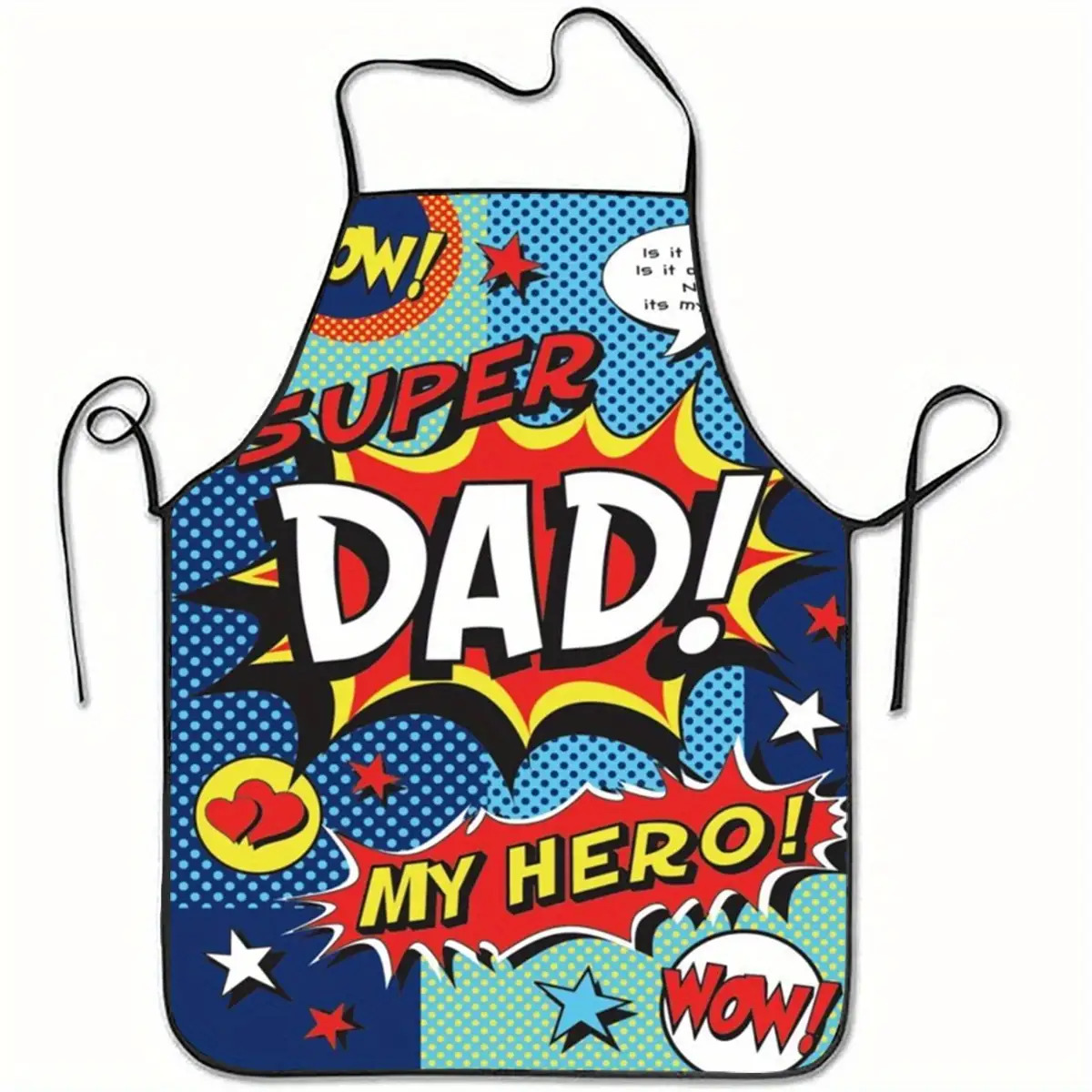E-shop 1 Stück Comic-Stil Schürze - Superhelden Papa Geschenk mit Text, Rot & Comic-Design mit Schriftzug - Robuste Küchenschürze für Papa, Backen,