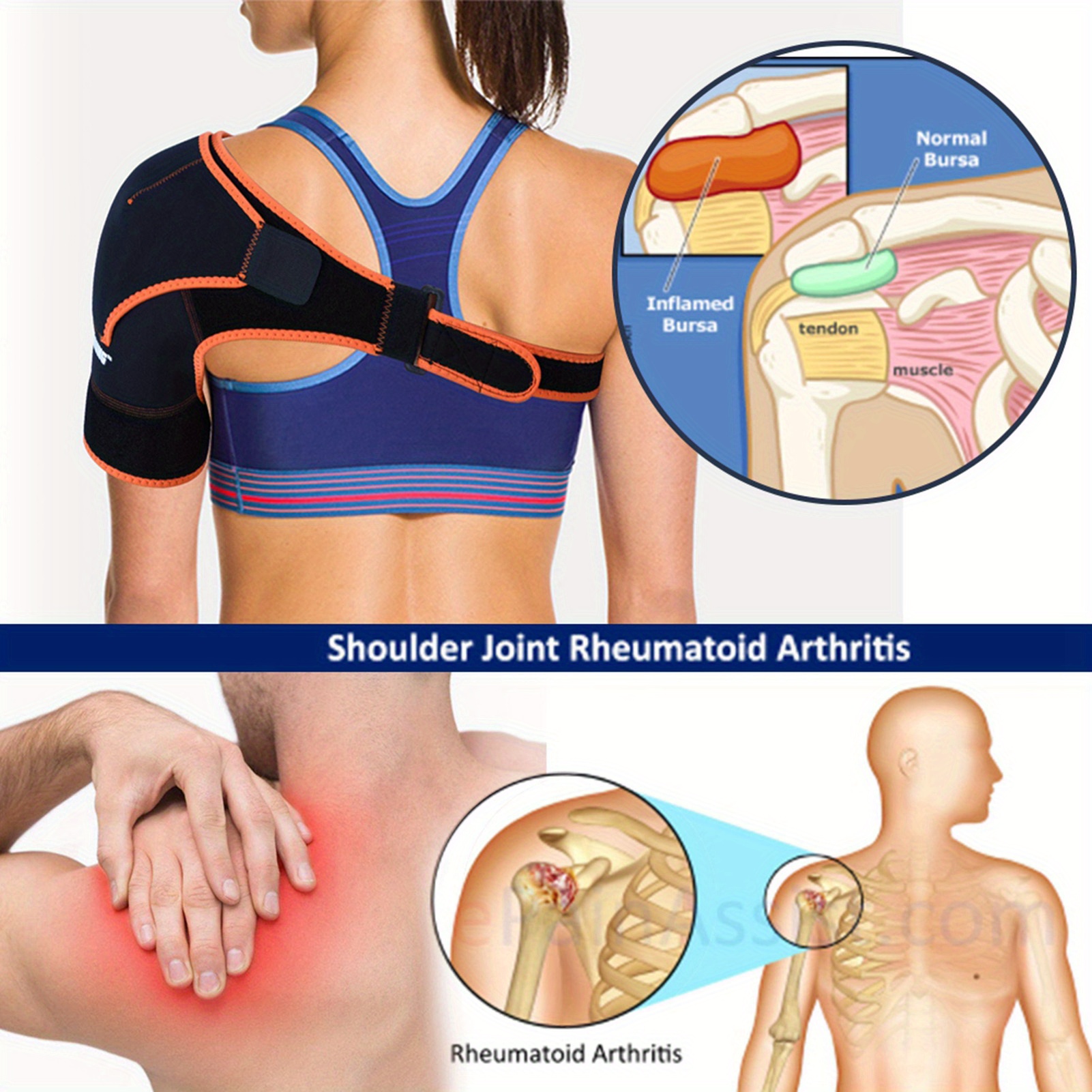 Breathable Neoprene Shoulder Support Brace - Adjustable Compression Wrap for Fitness & Training, Ergonomic Design with Buckle Pressure Relief, Black, Fits Up to 34cm Arm Circumference