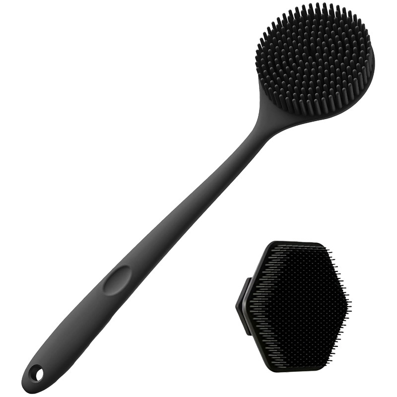 TEMU Body Brush With A Long Handle And A Facial Cleansing Brush (set Of 2) – A Scrubbing Tool For Deep Exfoliation, Featuring Soft Bristles Suitable