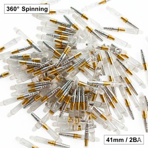 6pcs professional spinning shafts 41mm transparent stems 2ba thread rotating flight holder to reduce durable accessories