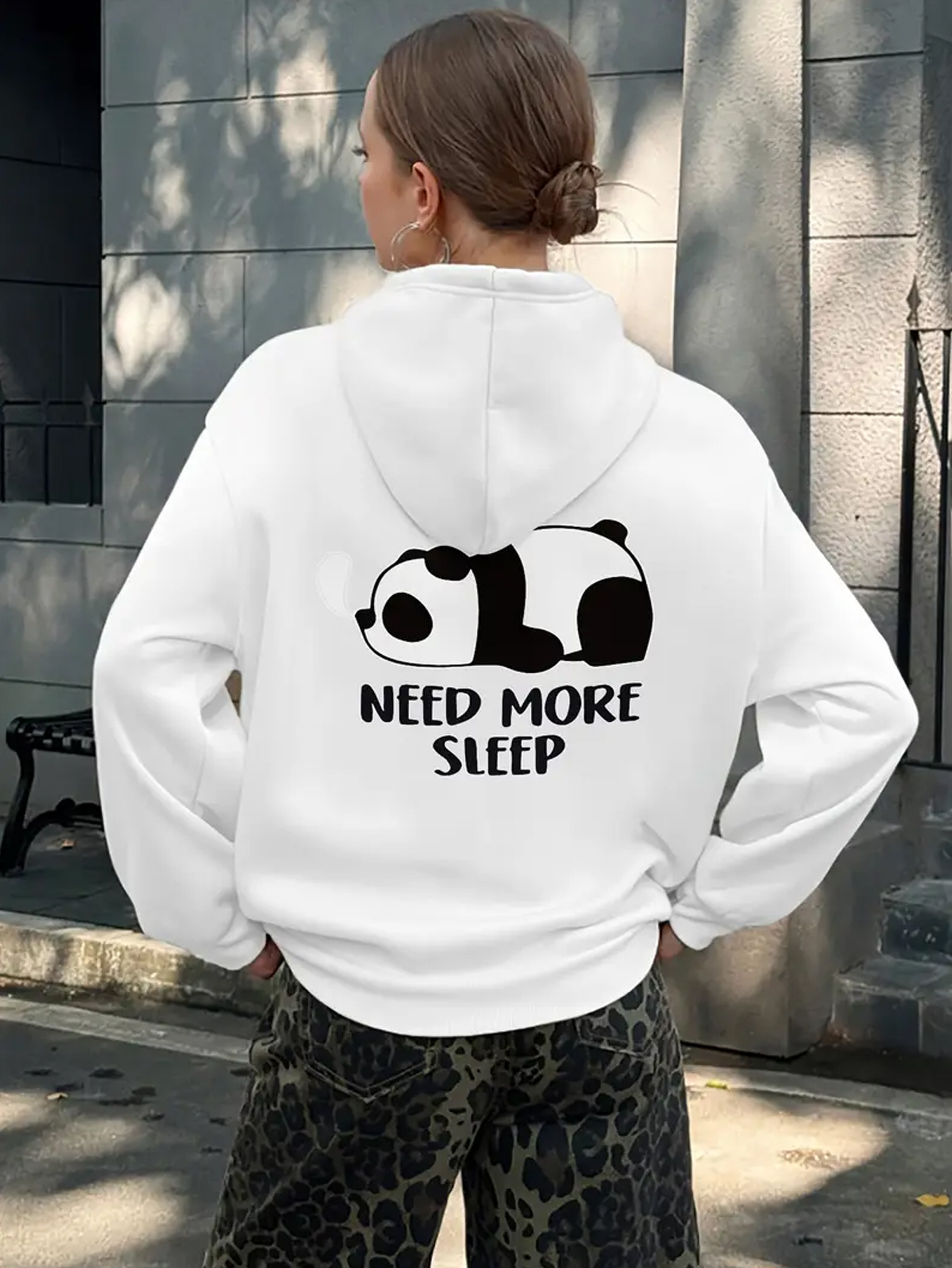 felpa cappuccio panda donna felpa casual in Temu Italy