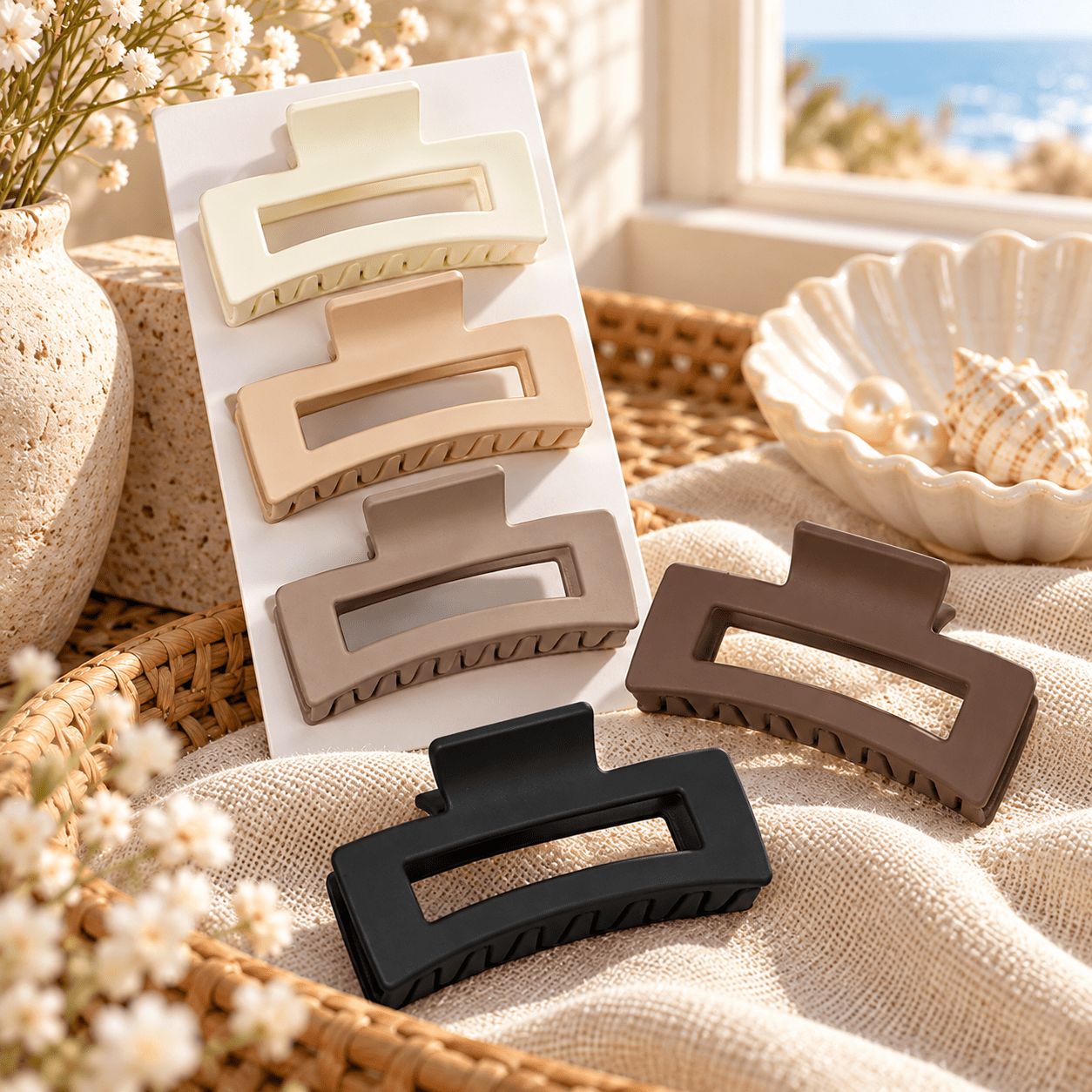 TEMU Lot de 5 pinces à cheveux rectangulaires creuses pour un , et les - Maintien des coiffures