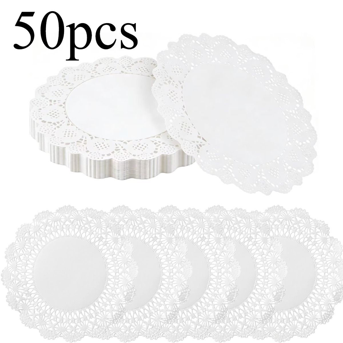 TEMU 50pcs Lace Paper Placemats, Round Paper Placemats, Brown Paper Placemats, Disposable Decorative Placemats For Food, Cakes, Crafts, Parties,