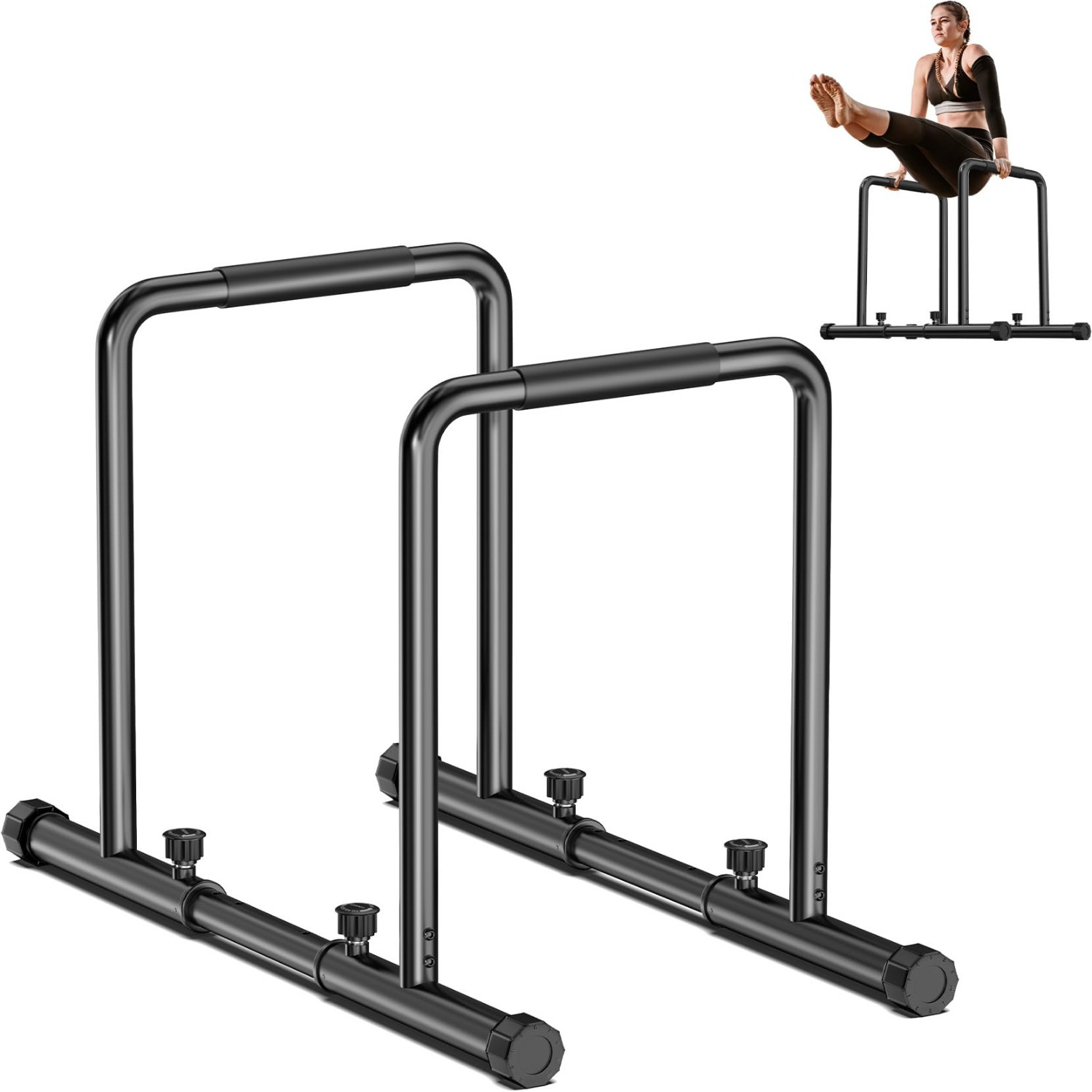 Height-adjustable Dip Bars Station Designed For Strength Training At Home, With A Weight Capacity Of 200kg, Including Push-up Stands And Stabilizing