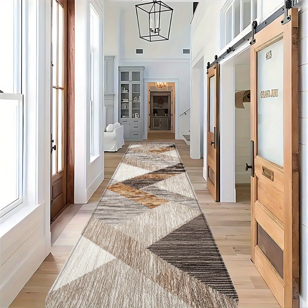 TEMU 1pc European Brown Grey White Serrated Geometric Pattern, Multi-scene Suitable Home Decor, Daily Or Festive Atmosphere Decoration, Bathroom