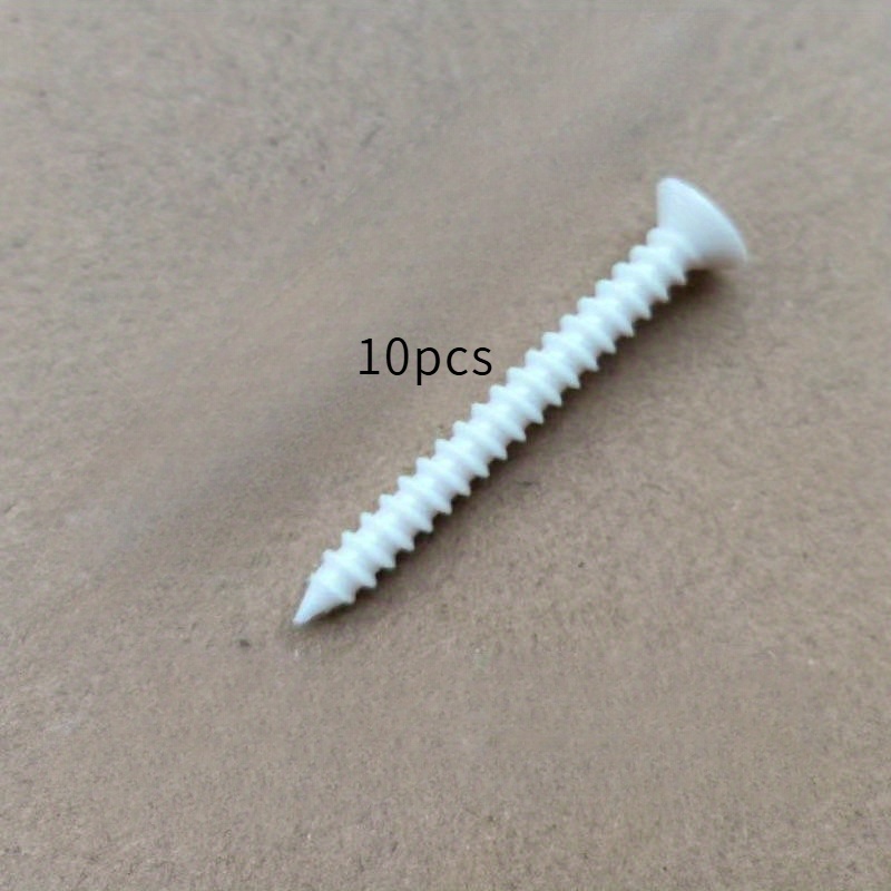 TEMU 10pcs, 2 Models, White Plastic Screws, Nylon Self Tapping Screws, Head Screws, Plastic Screws