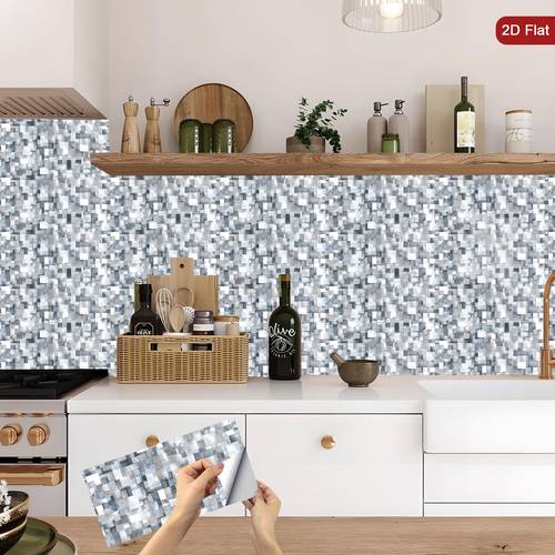 12 24 50 sheets wall tile stickers stainless steel peel and stick tiles metallic self removable wall sticker modern tile decal geometric tile wallpaper for home kitchen makeover tiles stickers 2d flat