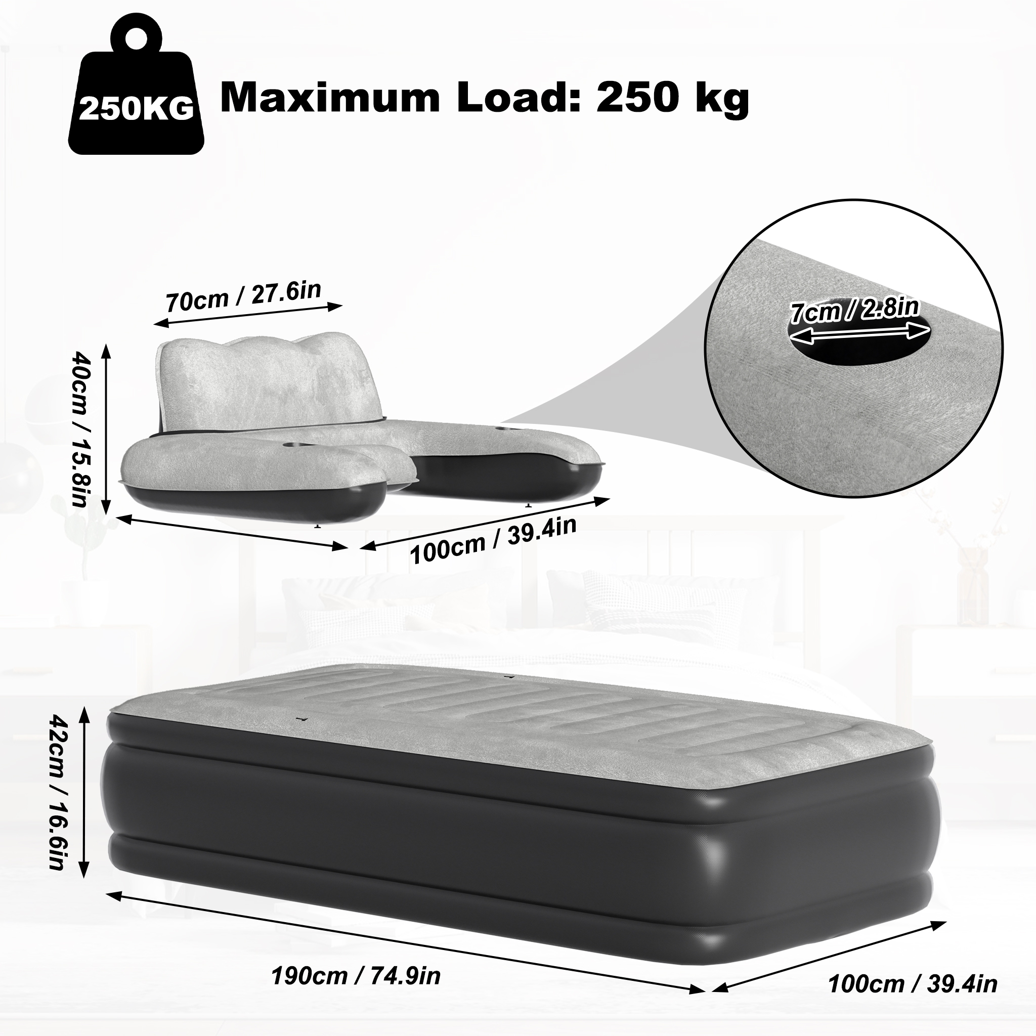 TEMU Camping Air Mattress Self-inflating Air Bed Air Air Mattress Thick Lightweight Outdoor Air Mattress With Pump For Hiking Mountaineering