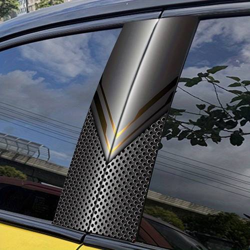 2d flat sticker 2pcs set metallic texture car b pillar decal durable waterproof scratch resistant car b pillar protective film car decal suitable for all car models transparent pattern