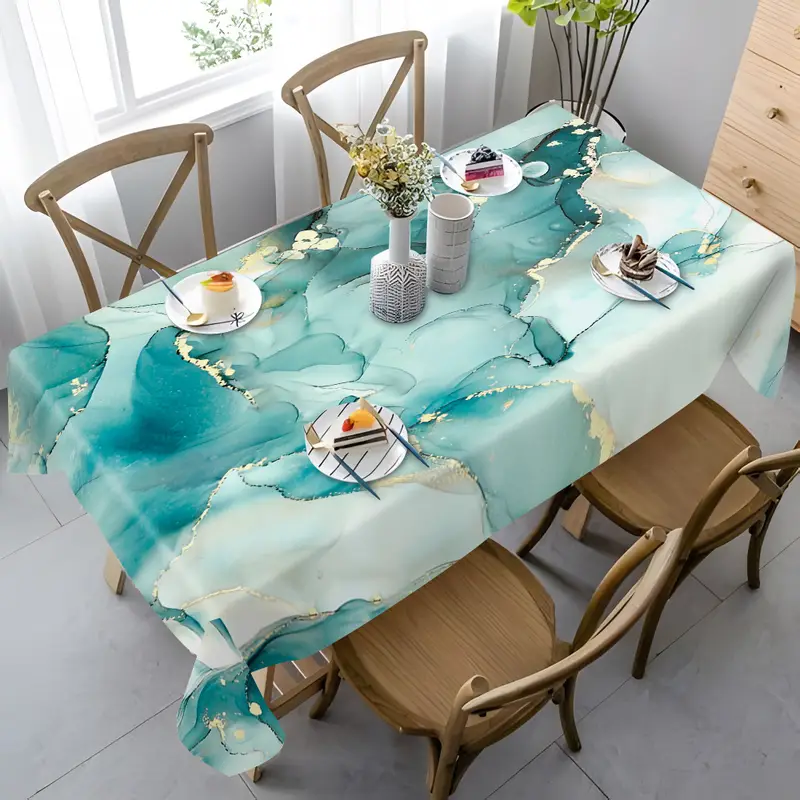 blaue marmor muster bedruckte tischdecke camping