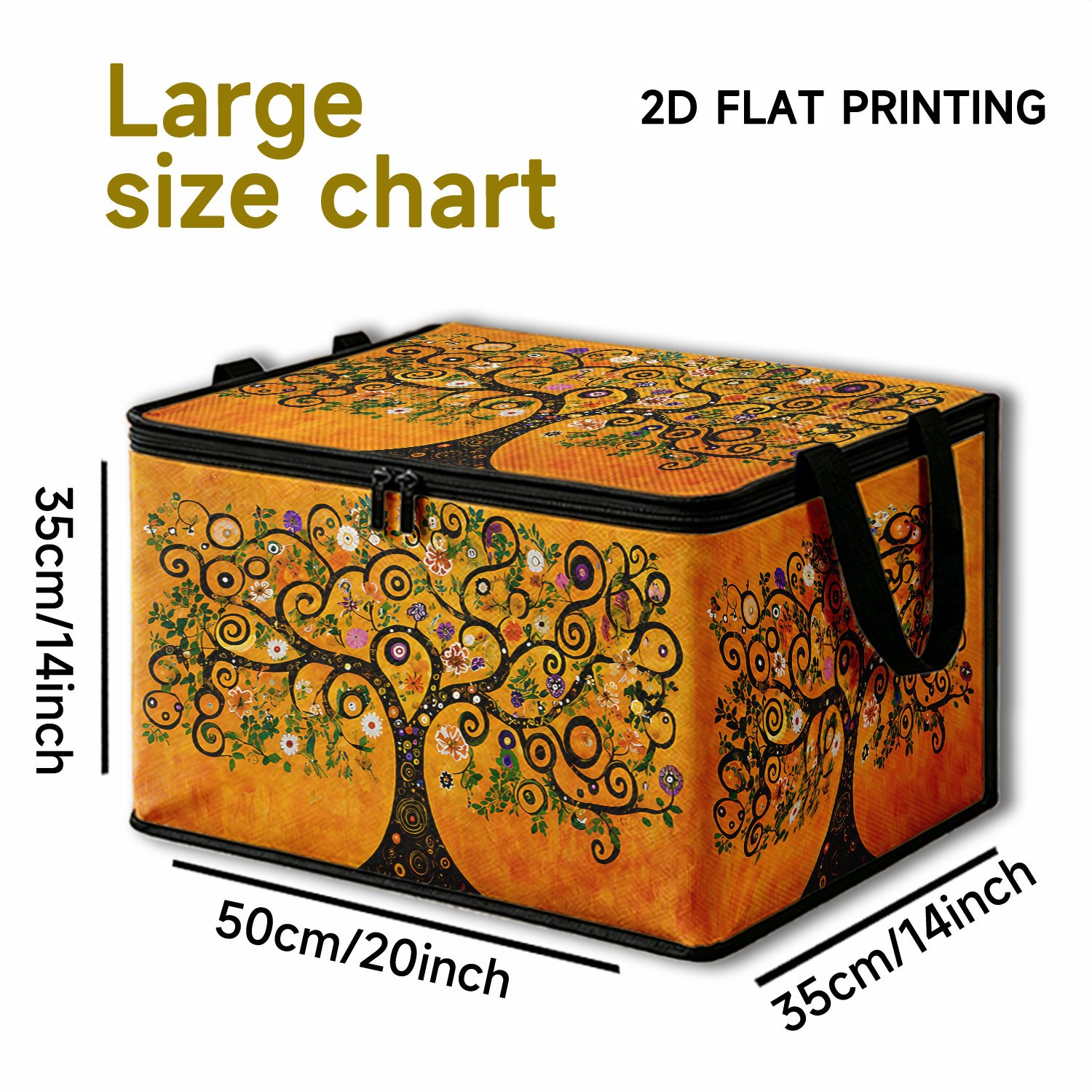 TEMU 1 Boîte de Rangement avec Couvercle, Motif d'Art Arbre de Vie - Design Coloré Style Ethnique à Tourbillons Oranges. Convient pour Organiser et