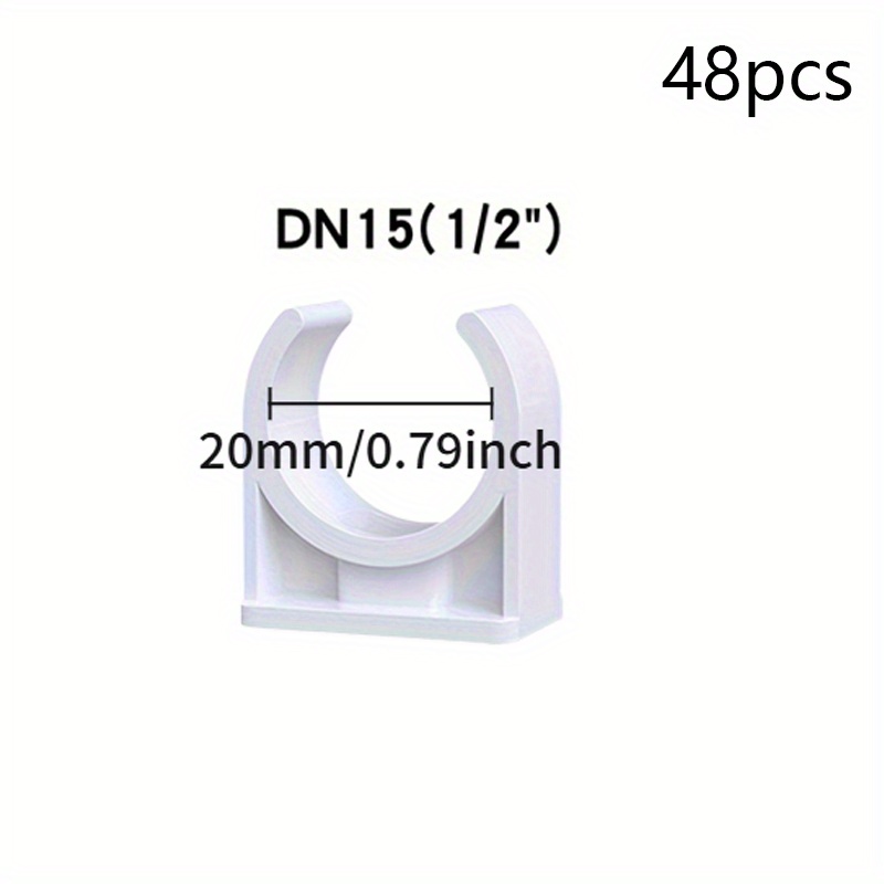 48pcs Drain Pipe Clamps, Pvc Pipe Clamp Fasteners, Pipe Hanging Supports. The U-shaped Pipe Clamps Are Suitable For Pipes And Hoses With Inner Diameters Of 20mm/25mm/32mm, White