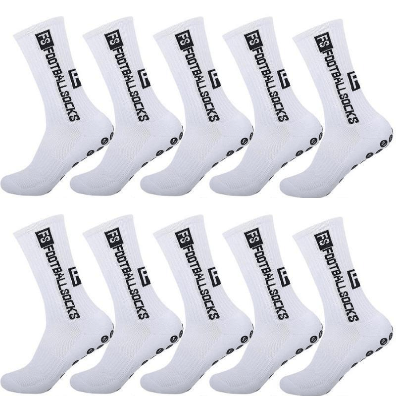 TEMU 10 Pairs Men's Anti-slip Grip Socks For Soccer Football Basketball , Breathable Stretchy Crew Socks With Pads, Cushioned Heel And Arch Support,