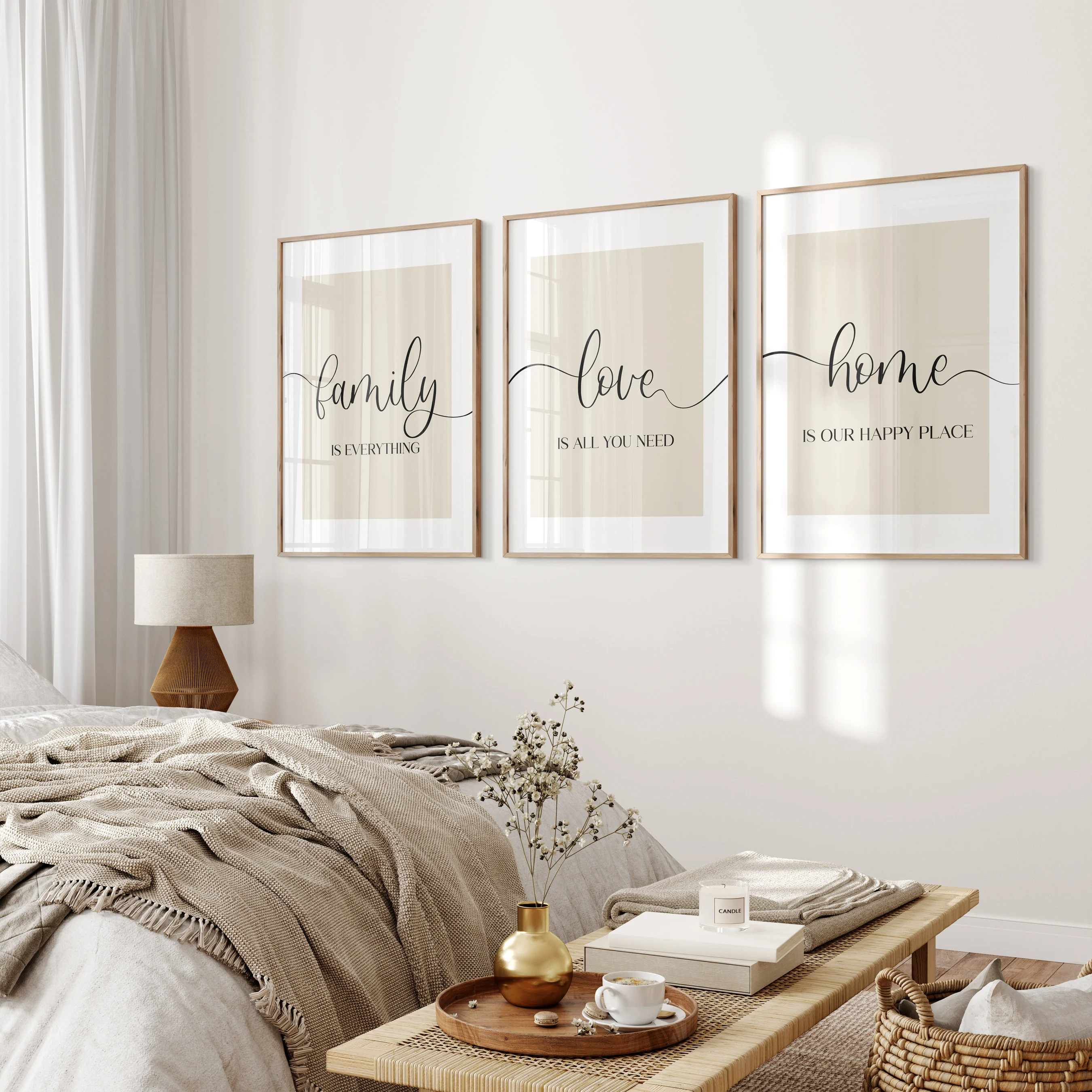 TEMU 2D Plat, 2D Plat, 3Pcsss (Affiche sur Toile Cadre) Ensemble de Beige, Ensemble de 3 Art Mural , Décoration au-dessus du Canapé, Ensemble de 3
