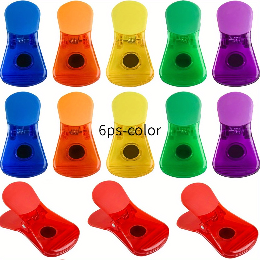 Image of Random Bag Clip, 6pcs Of Food Pieces Snack Bag Sealing Clip, Color Refrigerator Magnetic Clip Sealing Clip For Home Kitchen Storage, Mini House Kit