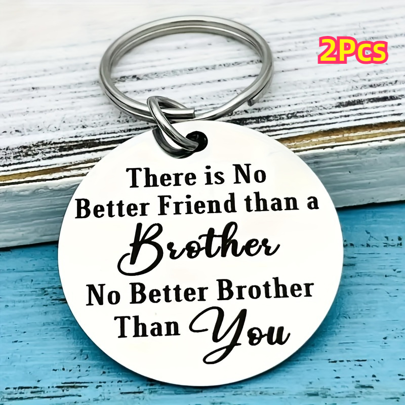 

2pcs Inspirational Stainless Steel Keychains - Perfect Brother Gift, Backpack & Bag Charm For Graduation, Birthday, Christmas