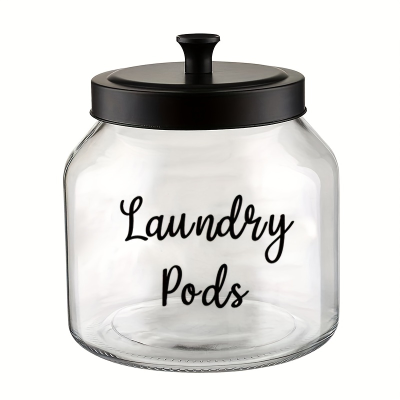 1 set of 3pcs laundry products glass jar english letter wall stickers easy to classify and store essential for   versatile in   fashionable and versatile detachable stickers
