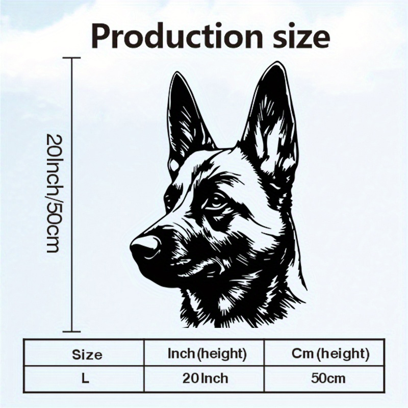 TEMU 1pc Belgian Malinois Metal Wall Art - Dog Statue With Lifelike Hair Details, Rust-proof For Patio, Fence, Or Home Decor, Perfect Gift For Dog
