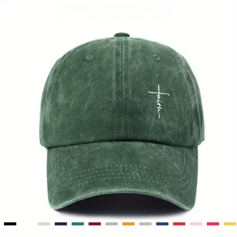 Cross Embroidery Washed Baseball Cap Outdoor Cap Premium Breathable Cap for Men And Women Adjustable