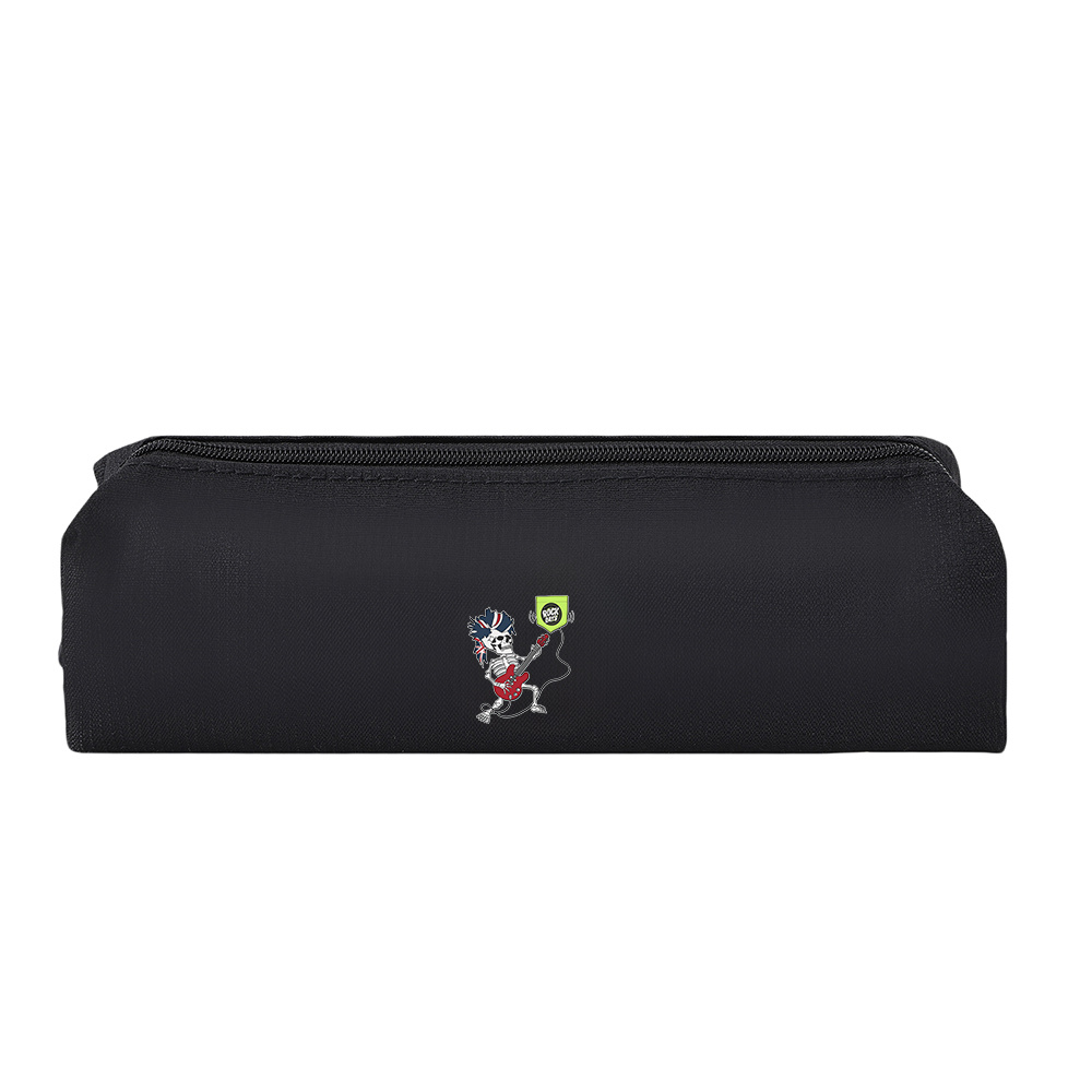 item picture 1pc skeleton playing   guitar zippered desk organizer for students foldable preppy cartoon pencil case