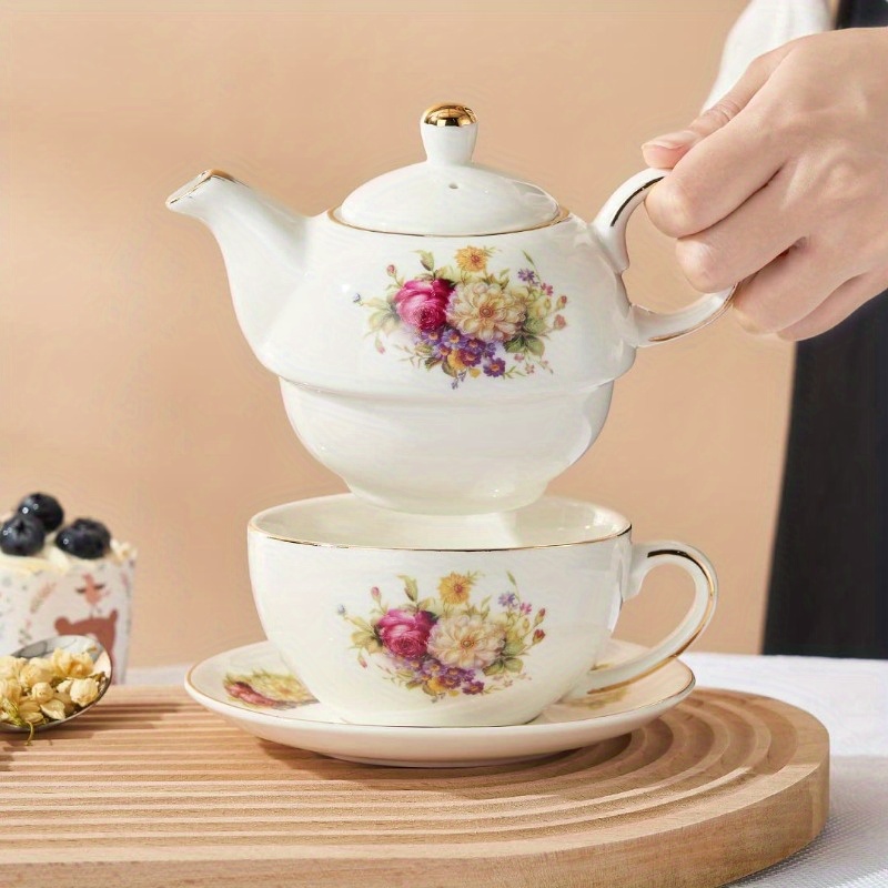   tea for one   floral teapot and saucer set   floral teapot tea cup with saucer set, tea cup and saucer set,   set, tea set, tea pot and cup set, tea pot set, loose leaf tea, tea party, classic porcelain, elegant teapot, delicate porcelain, handcrafted, cup,  ,  ge collectors Product details 1