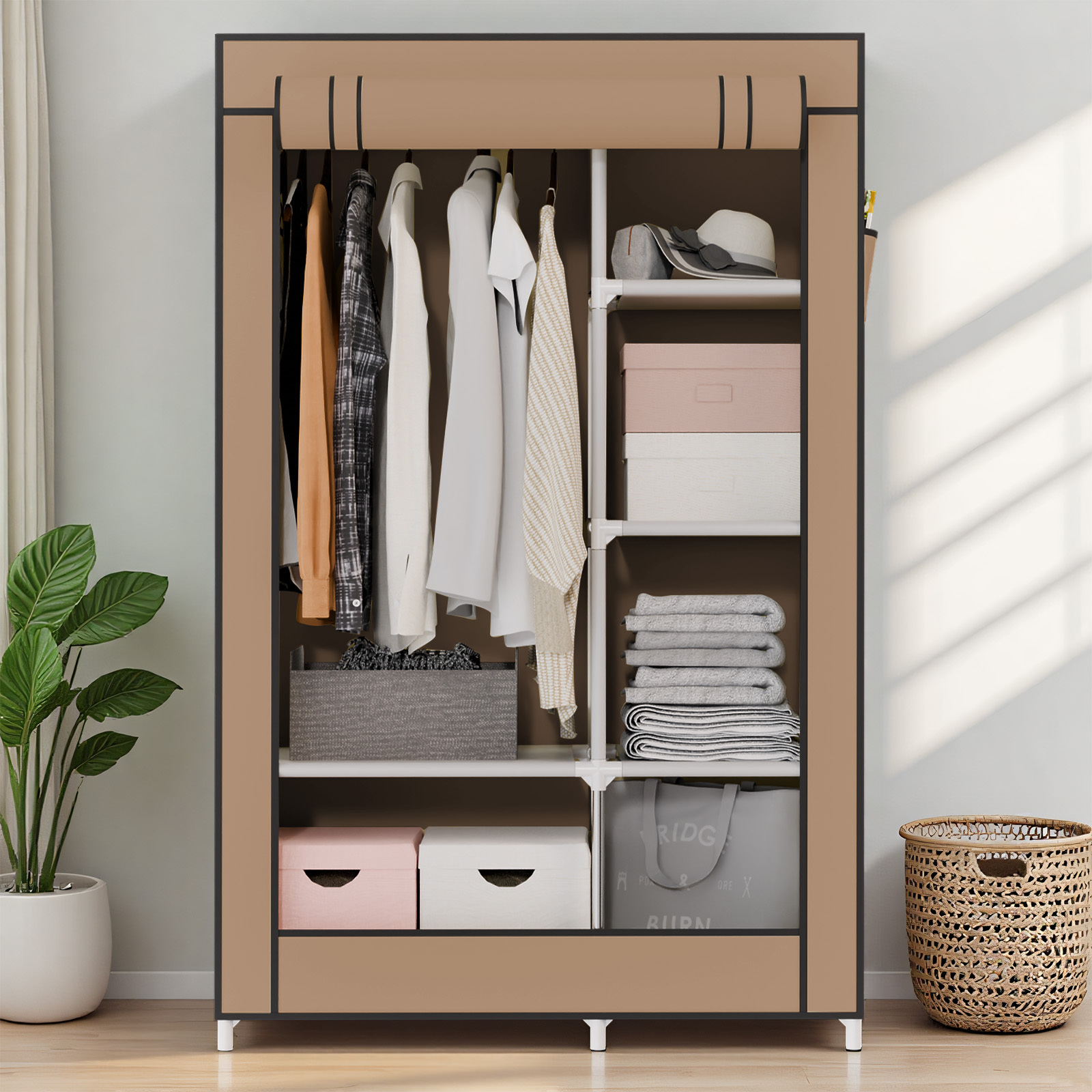 No-assembly Wardrobe Clothes Rack, Medium Size, 16. 7x40. 1x65. 3in 42x101x165cm, Dorm, Bedroom, , Closet Organization, Storage Solution, Portable Closets