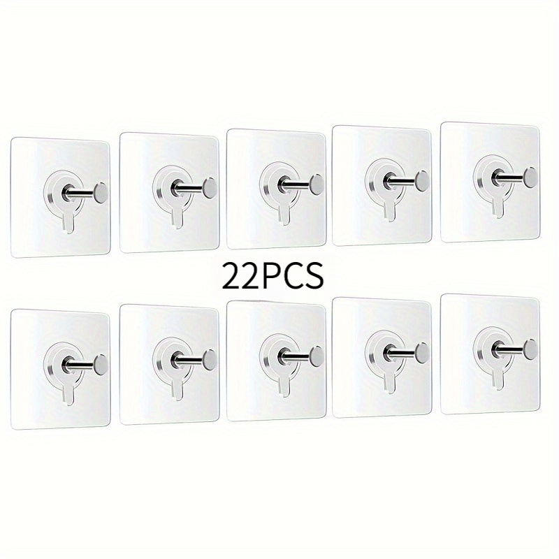 TEMU 22pcs Non-destructive Strong Adhesive Wall Stickers - Transparent Screws For Wedding Photos, Picture Frames, Practical Hooks - Traceless Hooks