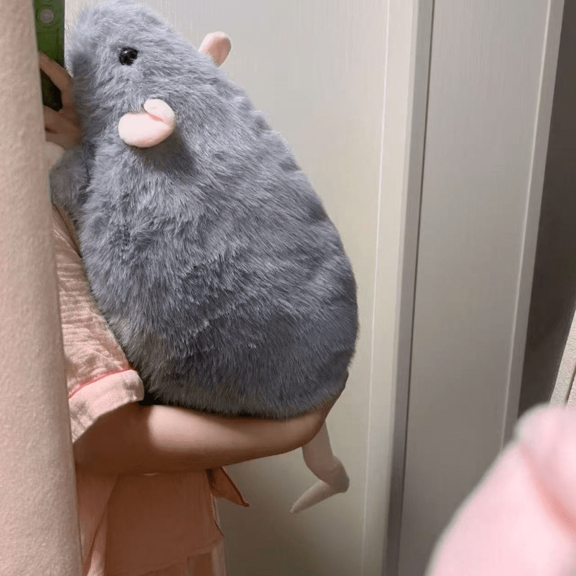 TEMU 1pc Gray Plush Modern Mouse-shaped Cushion, Hand Wash Only - A Chubby Plush Mouse Pillow, Perfect For The Bed, Sofa, And Office - A Comfortable
